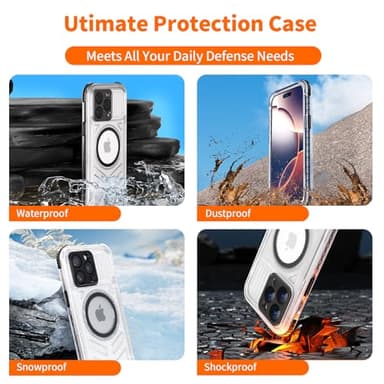 Evcing for iPhone 15 Pro Max Waterproof Case Compatible with MagSafe, Translucent Slim IP68 Underwater Built-in Screen Protector, 12FT Military Grade, 360 Full Body Protective Cover 6.7 inch Black - Image 3