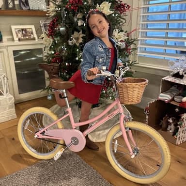 Petimini 16 Inch Little Kids Bike for Age 4 5 6 7 Years Old Girls Retro Vintage Style Bicycles with Basket Training Wheels and Bell, Pink - Image 7
