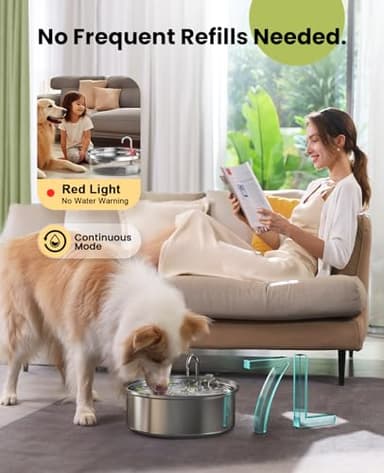 oneisall Dog Water Fountain for Large Dogs,7L/230oz/1.8G Stainless Steel Dog Fountain Bowl Super Quiet with Triple Filtration,Great for Large Dogs Cats and Multi-Pet Home - Image 5