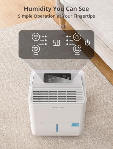 Kesnos 30 Pints Energy Star Dehumidifier for Spaces Up to 2,500 Sq. Ft, Quiet Dehumidifier for Home, Bedroom, Bathroom, Basement with Drain Hose, Featuring Mutile Mode, Auto Defrost, Timer Function - Image 5