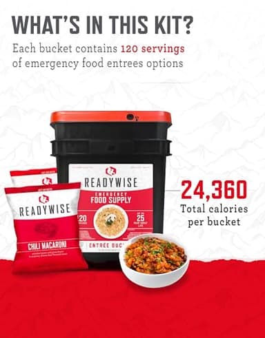 ReadyWise Emergency Food Supply - 120 Servings Favorites Sample Bucket, Survival Food Kit, Freeze Dried Prepper Food & Dehydrated Meals for Camping Essentials & Backpacking, up to 25 Year Shelf Life - Image 4