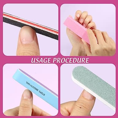 FANDAMEI Nail Files and Buffers, 20PCS Nail File Kit. Rectangular Nail Buffer Block & 100/180 Grit 7 Way Nail File & Polishing Buffer. Nail Prep Kit. Professional Manicure Nail Tools - Image 7