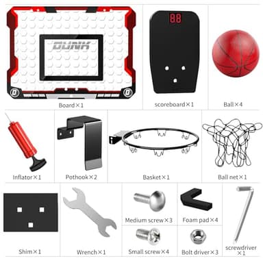 TEMI Basketball Hoop Indoor, Mini Basketball Hoop with 4 Balls & Electronic Scoreboard, Over the Door Basketball Hoop, Basketball Toys for Boys Girls Age 5 6 7 8 9 10 11 12 - Kids & Teens Gift Ideas - Image 6