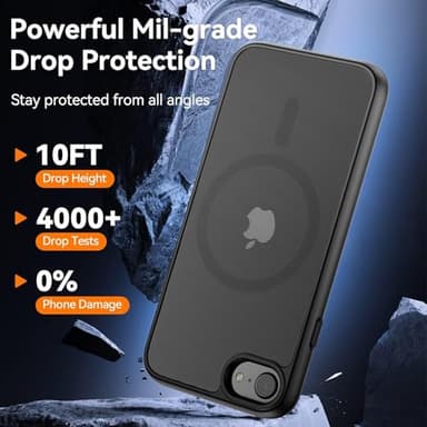 Hualele Magnetic for iPhone SE Case 2022/3rd/2020/2nd gen,iPhone 8/7 Case,Compatible with MagSafe, Military Grade Dropproof Translucent Matte Hard Back Soft Edge Slim Protective Phone Case,Black - Image 4