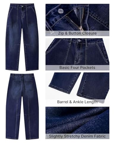 GRAPENT Womens Barrel Jeans High Waisted Womens Boyfriend Jeans Ankle Pants Nightfall Blue Size Small US 4 to 6 - Image 5