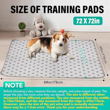 FURWEY 2 Pack Extra Large 72"X72" Washable Pee Pads for Dogs Super Absorbent Dog Training Pads Non-Slip Waterproof Pet Training Pads Mats Whelping Pads for Dogs Cats Puppy - Image 2