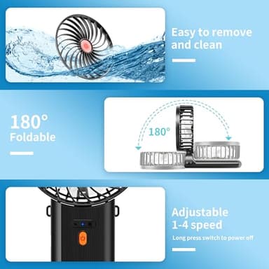 ISFOFO Mini Portable Hand Fan 2 Pack, 4 Speeds, USB Rechargeable, Foldable Travel Fan for Outdoor, Beach, Camping, Office - Image 5