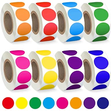 4000 PCS 3/4" Colored Dot Stickers Circle Color Coding Labels, 8 Color Style Colorful Coding Label Sticker for Office, Student Classroom(8 Rolls, 3/4 Inches) - Image 1