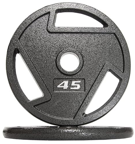 Fitvids Olympic 2-Inch Cast Iron Plate Weight Plate for Strength Training and Weightlifting, 45-Pound, Pair - Image 1