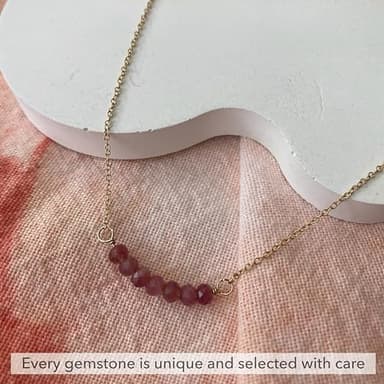 Rebecca Anne Handmade Jewelry Birthstone Bar Necklace, Gold January Garnet Necklace, 16" with 2" Extender, Personalized Layering Necklace Graduation Gift or Birthday Gift for Women, Girls - Image 7