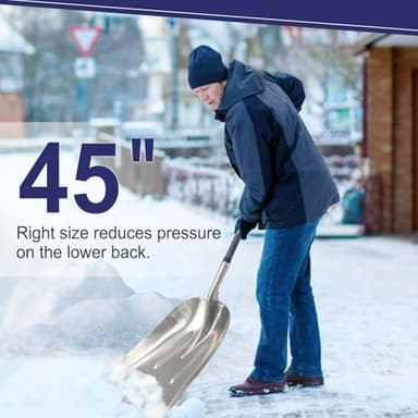 Nohovu Aluminum Snow Shovel - Large Capacity Driveway Snow Removal Tool, Fiberglass D-Handle, 45 Inch Blade - Image 6