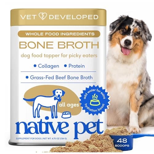 Native Pet Bone Broth for Dogs - Made with Real Beef Bone Broth, Dog Food Toppers for Picky Eaters - Provides Extra Hydration & Nutrition for Joint Strength, Immunity & Heart Health-48 Scoops - Image 1