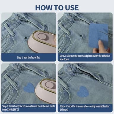 Iron On Patches for Clothes 24pcs, Iron On Patches for Jeans, Cotton Denim Repair Patch for Inside Jeans Fabric Kit, Jeans Knee, Pants, Clothing 3" by 4-1/4" Blue&Black - Image 5