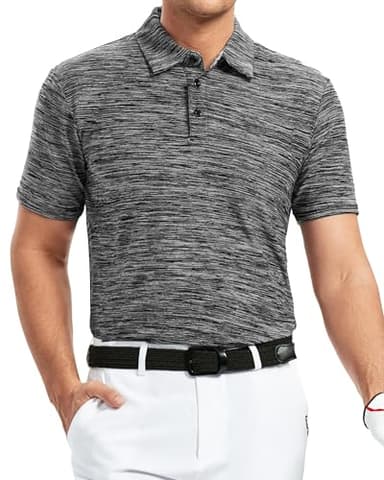 Alex Vando Mens Golf Shirt Moisture Wicking Quick-Dry Short Sleeve Casual Polo Shirts for Men,Black,L - Image 3