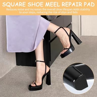 EXEXIUO 8pcs High Heels Patch Square Sole Repair Tips Rubber Boot Heel Replacement Sole Protectors Non-Slip Heel Replacements High Heel Tread Pad(2.44" x 2.44") - Image 7