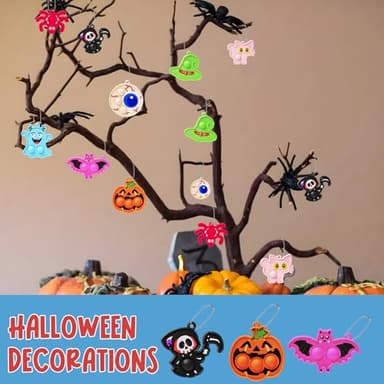 72Pcs Halloween Party Favors, Fidget Toys Bulk Mini Pop Bubbles with Keychain, School Classroom Prizes Box Fidgets Toys for Kids Toddlers Adult, Goodie Bag Stuffers, Treasure Chest box, Halloween Toys - Image 5