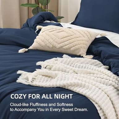 Litanika California King Comforter Set Navy Blue - 3 Pieces Cal King Lightweight Soft Plain Bed Comforter, Oversized Down Alternative Bedding Set - Machine Washable (104x96In, 2 Pillowcases) - Image 7
