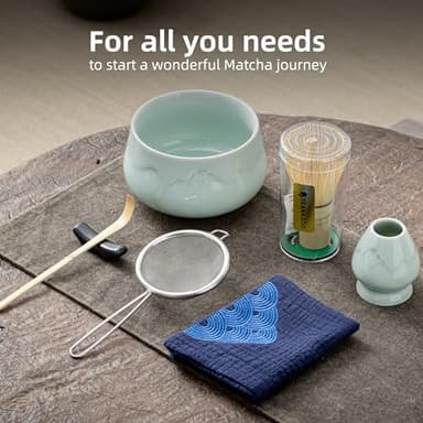 TEANAGOO 7 Pcs Matcha Set,Matcha Whisk Set,Matcha Kit for Ceremony,Matcha Tea Set,Matcha Whisk Set and Ceramic Bowl with Scoop And Sifter,Making Kit Set,Gift for Friend/Family - Image 9