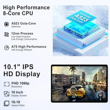 DMOAO 2025 Tablet Android 14 Tablets with 128GB ROM+18GB RAM, 1TB Expand, Powerful Octa-Core, WiFi 6, BT5.0, 6000mAh, Widevine L1, Black - Image 3