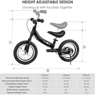 Balance Bike 3 in 1,The Dual Use of a Kids Balance Bike and Toddler Bike, for 2 3 4 5 6 7 Years Old -12 14 16 Inches with Training Theory, Brake, Pedal - Image 6