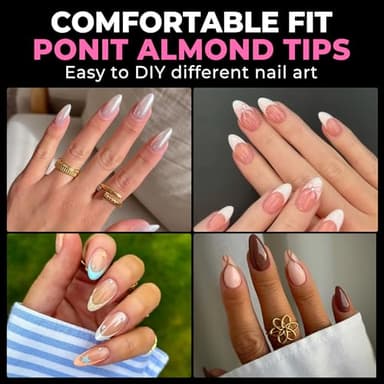 UNA GELLA Almond Nail Tips, 216pcs Pointed Almond Gel Nail Tips Pre-shape Half Matte Full Cover Clear Acrylic Soft Gel Fake Nails for Nail Extension Nail Art 12 Sizes - Image 4