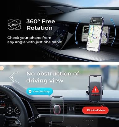 LISEN Magnetic Phone Holder for Car, [Easily Install] Car Phone Holder Mount [6 Strong Magnets] Cell Phone Holder for Car [Case Friendly] iPhone Car Holder Pink 🧲20X Powerful: Pink LV633 - Image 6