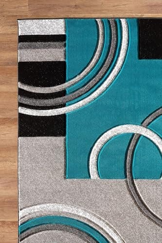 GLORY RUGS Area Rug Modern Soft Hand Carved Contemporary Floor Carpet with Premium Fluffy Texture for Indoor Living Dining Room and Bedroom Area (Turquoise, 5x7) - Image 4