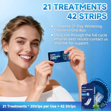 Milumber Teeth Whitening Strips for Sensitive, 42 Strips Whitener Safe Whitestrip, Deep Stains Removal Tooth Whitening, Enamel Safe Non-Slip Dry Strip Technology for Whiter Teeth, Mint - Image 7