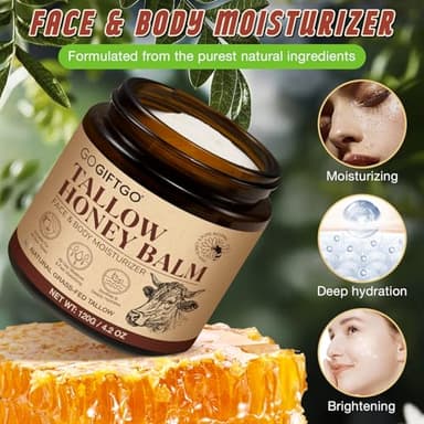 asusxcli Beef Tallow for Skin,Beef Tallow for Face,Beef Tallow and Honey Balm,Grass Fed Whipped Tallow Honey Balm,Natural Moisturizer Hydrates,Deeply Nourishes the Skin, Enhances Natural Radiance - Image 3