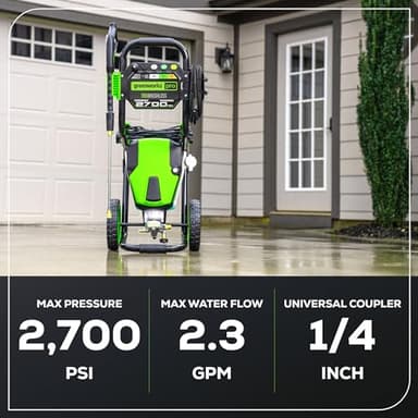 Greenworks 2700 PSI Pressure Washer (2.3 GPM Max) with Foam Cannon - Powerful Enough to Remove Pesky Dirt and Grime on Siding, Fences, Patios, Driveways, and Sidewalks - Image 3