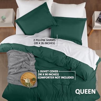 Utopia Bedding Duvet Cover Queen Size - 3 Piece with Zipper Closure - 1 Comforter Cover 90X90 Inches & 2 Pillow Shams 20X26 Inches (Emerald) Comforter Not Included - Image 2
