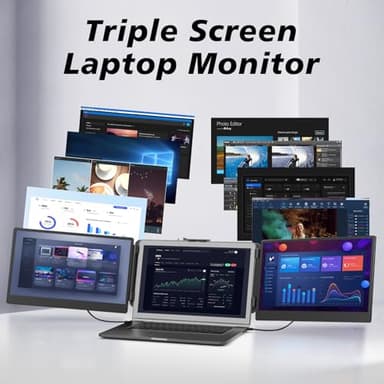 ROYY Laptop Screen Extender Triple Monitor - 14" Portable Monitor FHD 1080P Attachment Extra Screen Compatible with Windows Mac Dex Chrome Travel Work Fits 13-17" Laptops - Image 7
