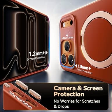 CASEKOO Twilight Orange Designed for iPhone 17 Pro Max Case with Spin Magnetic Stand [16FT Military Protection] [Non-Slip Edge] [Fit for MagSafe] Shockproof for iPhone 17 ProMax case with Stand 6.9'' - Image 6