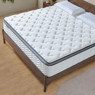 Lynnbery 14 Inch King Size Mattress in a Box, Hybrid Cooling Gel Memory Foam & Pocketed Coils, Medium Firm, CertiPUR-US Certified, Pressure Relief, Motion Isolation - Image 6