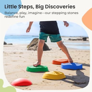 Tiny Land Stepping Stones for Kids, 5pcs Non-Slip Toddler Stepping Stones, Sensory Stepping Stones for Promoting Toddler's Balance & Coordination Skills, Stepping Stones for Toddlers 3-5, Iridescent - Image 2