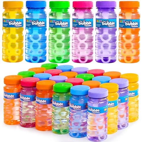 JOYIN 36 Pcs Bubble Bottles with Wand Assortment for Kids, 4oz Blow Bubbles Solution Novelty Summer Toy - Activity Party Favor Assorted Colors Set, Party Favors, Birthday - Image 1