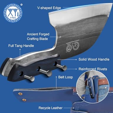 XYJ Authentic Since 1986,Ancient Forged Butcher Knives,Serbian Chef Knife With Sheath,Tiny Knife,Chinese Vegetable Meat Cleaver For Kitchen Camping Outdoor,Full Tang,High Carbon Steel (8 inch) - Image 5