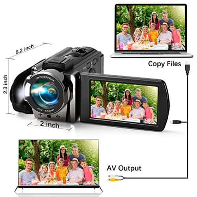 kimire Video Camera Camcorder Digital Camera Recorder Full HD 1080P 15FPS 24MP 3.0 Inch 270 Degree Rotation LCD 16X Digital Zoom Camcorder Camera with 2 Batteries(Black) - Image 4