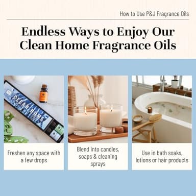 P&J Fragrance Oil Clean Home Set | Lemongrass, Fresh Cotton, Clean & Fresh, Aloe, Bamboo, Orange Candle Scents for Candle Making, Freshie Scent, Soap Making Supplies, Diffuser Oil Scents - Image 5