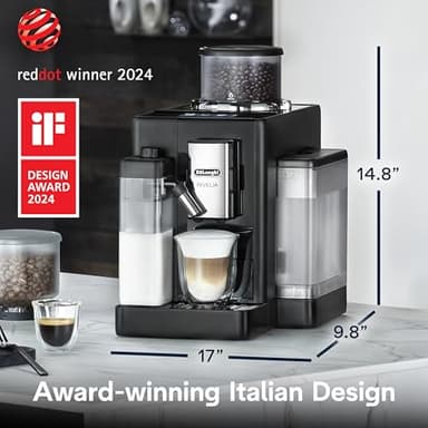 De'Longhi Rivelia Automatic Espresso Machine with Grinder & Milk Frother – All-in-One Coffee Maker, Hot & Iced Latte, Cappuccino, Bean Switch System, Burr Grinder, Compact Italian Design, Black - Image 2