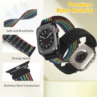 WolliLe Nylon Sport Loop Band Compatible with Apple Watch Band 38mm 40mm 41mm 42mm 44mm 45mm 46mm 49mm Women Men, Soft Adjustable Replacement Strap for iWatch Series 10 9 8 7 6 5 4 3 2 1 SE Ultra 2/1 - Image 4
