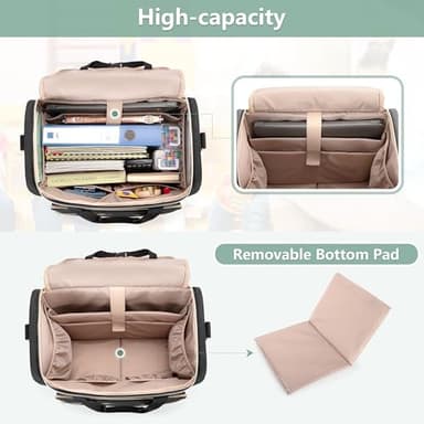 LUXJA Rolling Teacher Bag with Laptop Compartment and Detachable Dolly, Multifunctional Rolling Teacher Tote Bag (Patent Pending), Black - Image 3
