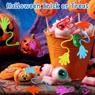 100PCS Glitter Sticky Hands Party Favors for Kids 4-8 8-12 Birthday Supplies Halloween Goodie Bag Stuffers Classroom Treasure Box Carnival Prizes Bulk Treat Trinkets Pinata Stuff Mini Stretchy Toys - Image 7