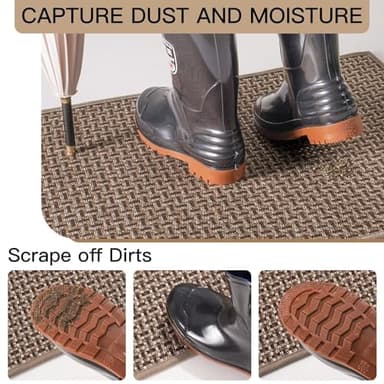 YDKGL Door Mat 31x47, Dirt Resistant and Absorbent, Non-Slip Rubber Backing Floor Mats, Easy Clean Low-Profile Doormat for Entryway, Front Door, Inside Entrance Brown - Image 3
