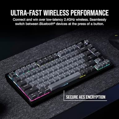 Corsair K65 Plus Wireless 75% RGB Mechanical Gaming Keyboard – Pre-Lubricated MLX Red Linear Switches – PBT Dye-Sub Keycaps – PC, Mac, PS5, PS4, Xbox, iPad – QWERTY NA – Black/Gray - Image 6