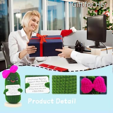 KALAWALK Funny 1 Pcs Crochet Gifts with Positive Affirmations Cards for Inspirational Novelty Good Luck Gifts and Party Decorations (KK-CKD04-RR_Bow) - Image 6