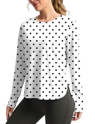Women's Sun Shirts UPF 50+ Long Sleeve UV Protection Shirt Lightweight Quick Dry Workout Hiking Tops for Women(Black Dot,M) - Image 1