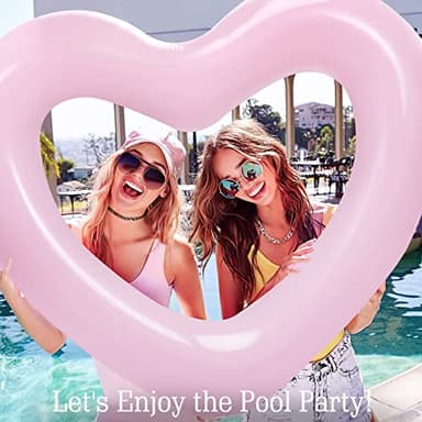 HeySplash Pool Floats, Adult Size Heart Inflatable Pool Floatie for Bachelorette Party, Swim Tube Rings, River Lake Beach Floaty, Wedding Bride Valentine Decor, Fun Toy Raft Lounge, Pink - Image 5