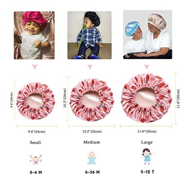 YANIBEST Baby Satin Bonnet Sleep Cap - Double Layer Reversible Adjustable Silky Satin Cap for Infant Toddler(6-36Months,Strawberry) - Image 5