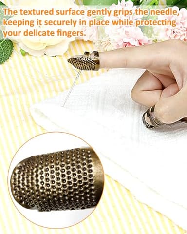 FIVEIZERO Thimble Kit– 7 PCS Sewing Thimbles for Hand Sewing, Metal Finger Protectors, Thimble Ring for Quilting and Embroidery - Image 4